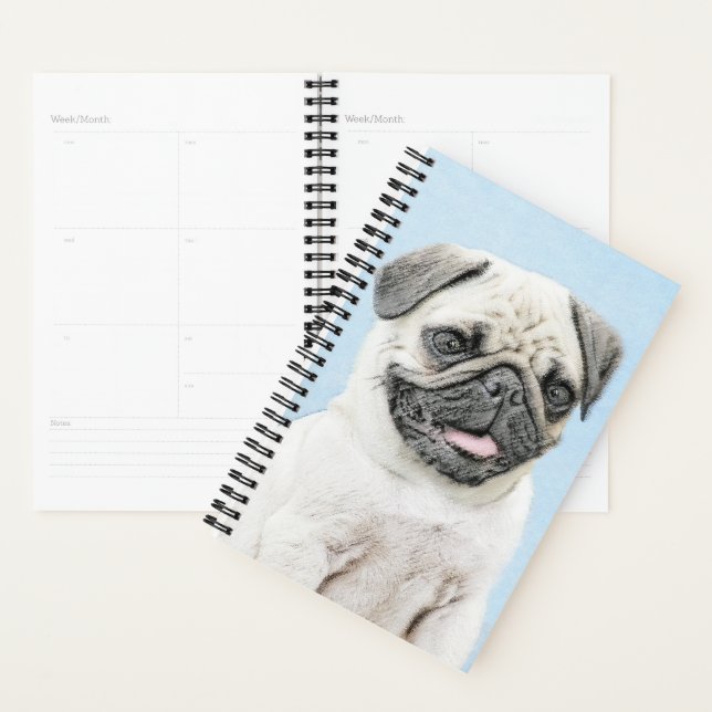 Agenda Pintura de pug - Arte de perro original lindo (Demostración)