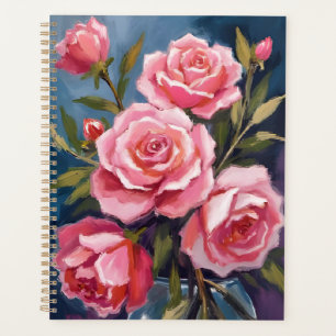 Agenda Pintura de ramo de rosas rosadas sonrojadas