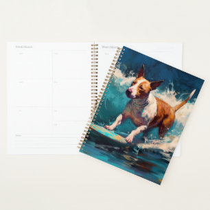Agenda Pintura de surf en la playa de Bull Terrier