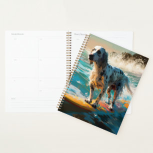 Agenda Pintura de surf en la playa del setter inglés