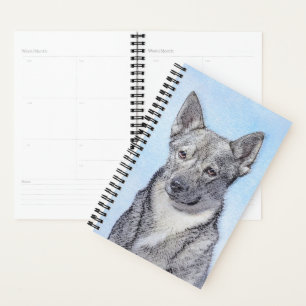 Agenda Pintura de Vallhund Sueca - Arte Perro Original Cu