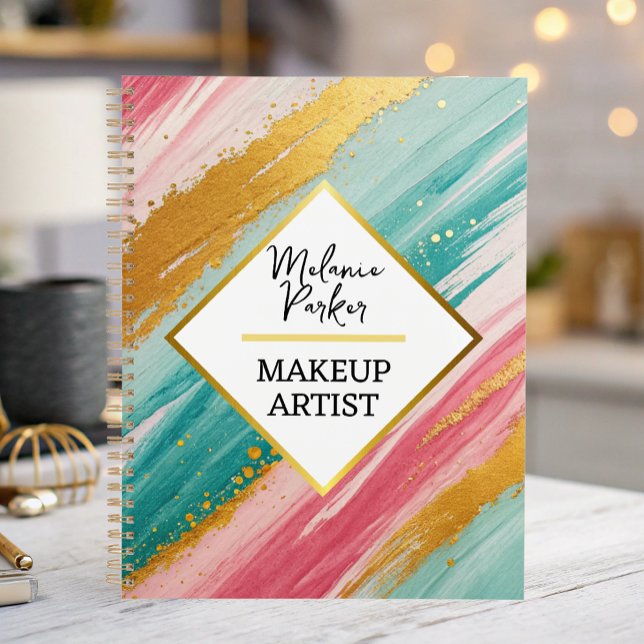 Agenda pintura dorada verde azulada rosa (Subido por el creador)