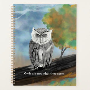 Agenda Pintura estacional de búho en la naturaleza se mar