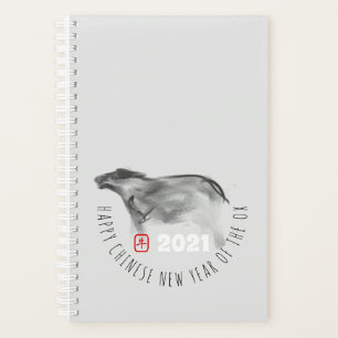 Agenda Pintura original OX Año chino Zodiac Pl