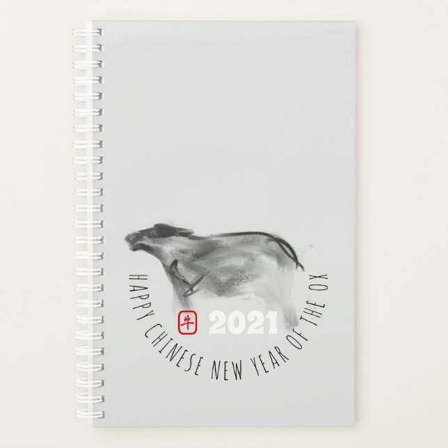 Agenda Pintura original OX Año chino Zodiac Pl (Anverso)