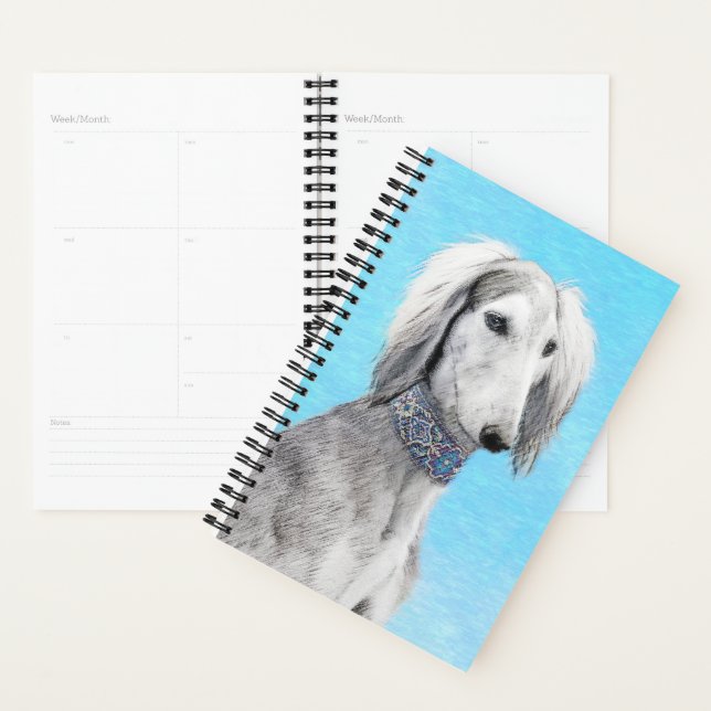 Agenda Pintura Saluki (plateada) - Arte Perro Original. (Demostración)