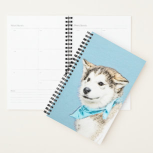 Agenda Pintura siberiana Husky de pipa - Arte original de