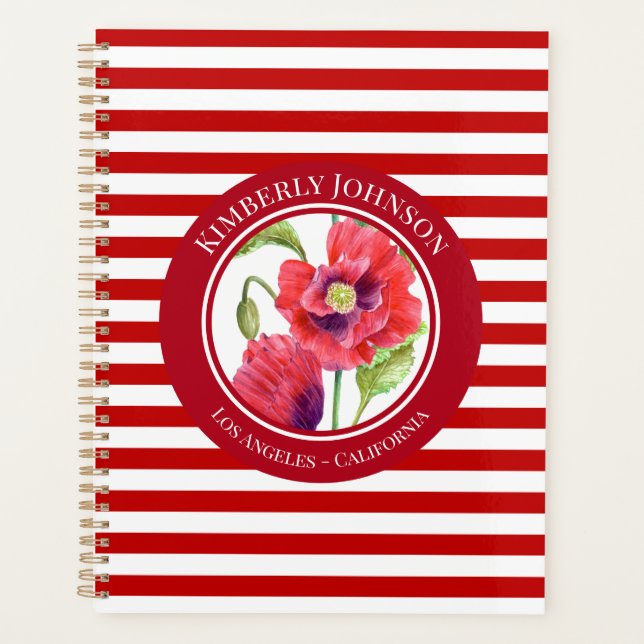 Agenda Pinturas rojas vírgenes Floral Círculo blanco (Anverso)