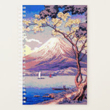Pixel Mt. Fuji del lago Yamanaka en el Poster Dusk