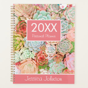 Agenda Pl Succulentas Semanal Mensual Personalizado Perso