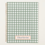 Agenda Placa verde de sabio suave personalizada<br><div class="desc">Sage Green Plaid Personalizado</div>