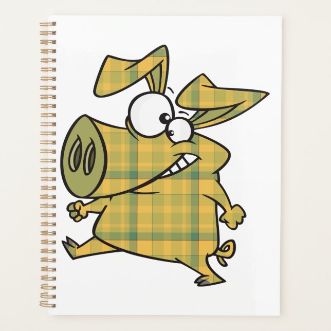Agenda Plaid Cartoon Pig Funny Tartan Farm Animal (Anverso)