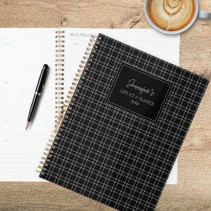 Agenda Plaid Minimalista en Blanco y Negro