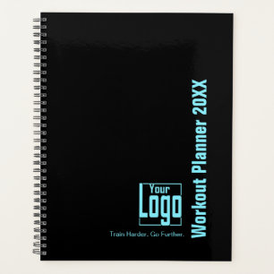 Agenda Plan de Entrenamiento con Logotipo Negro Azul Eléc