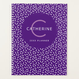 Agenda Plan de Monograma de Patrón de salpicaduras púrpur