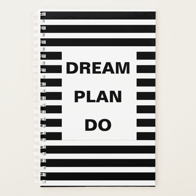 Agenda Plan Dream Do Black Stripes Motivational Cita (Anverso)
