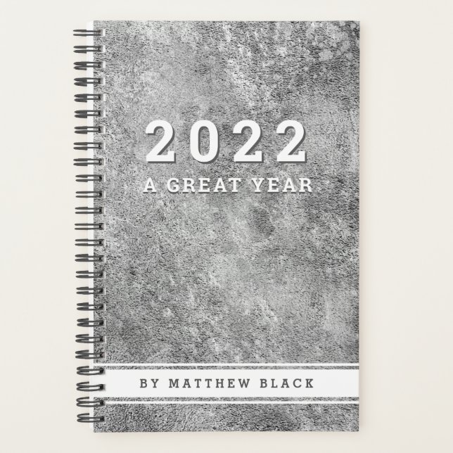 Agenda Plan Masculine Silver Grunge Mens Businessman 2022 (Anverso)