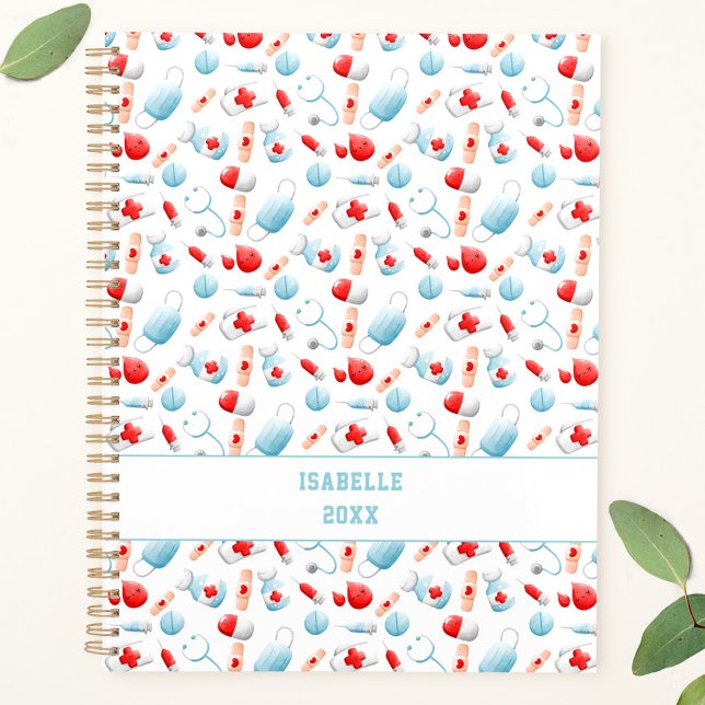 Agenda Plan médico de corte Nombre de enfermera Planner (Cute Medical Pattern Name Nurse Planner)