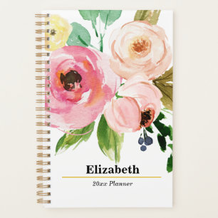 Agenda Plan mensual semanal anual de Rubor Pink Floral Bo