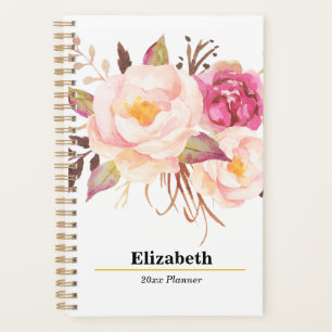 Agenda Plan mensual semanal anual de Rubor Pink Floral Bo