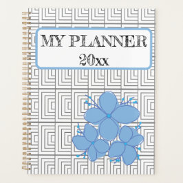 Agenda Planador de flor azul de ilusión geométrica
