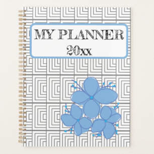 Agenda Planador de flor azul de ilusión geométrica