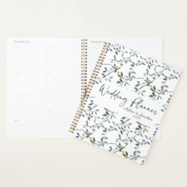 Agenda Planeador de boda floral verde Sage Silver