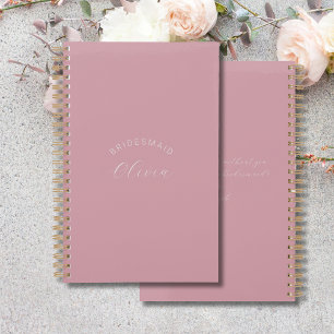 Agenda Planeador de boda personalizado rosado de la dama 