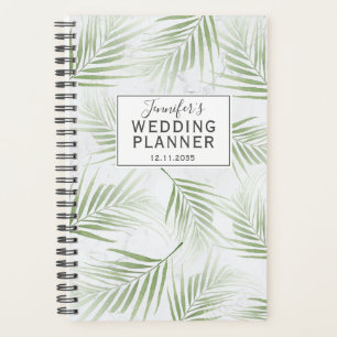 Agenda Planeador de bodas verdes de follaje tropical