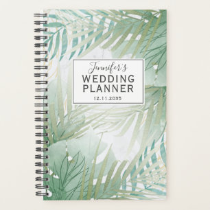 Agenda Planeador de bodas verdes de follaje tropical