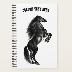 Agenda Planeador de caballos salvajes en negro vertical -