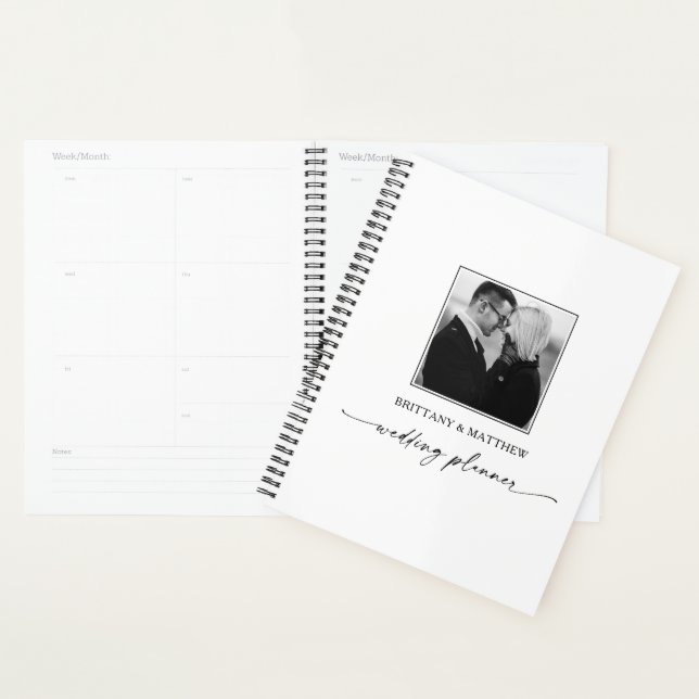 Agenda Planeador de casamiento blanco con tinta blanca de (Demostración)