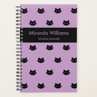 Agenda Planeador de gatos morado y negro