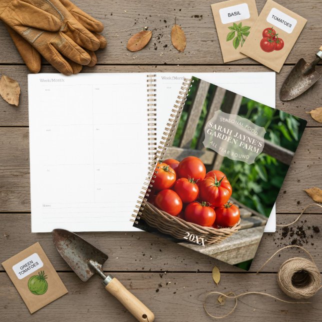 Agenda Planeador de granjas de huertos de huertos de toma (Personalized planner for gardeners. If you harvest tomatoes, this planner is just for you too)