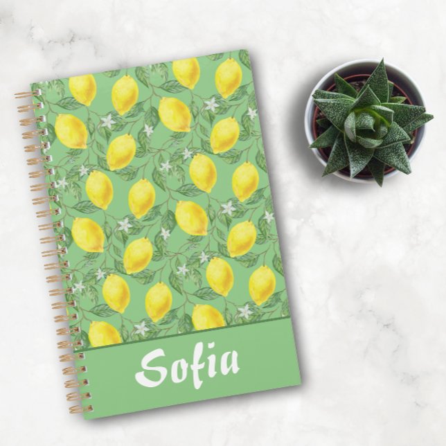 Agenda Planeador de nombres verde limón de patrón amarill (Subido por el creador)