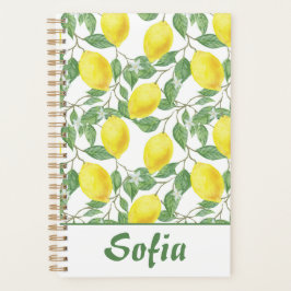 Agenda Planeador de nombres verde limón de patrón amarill