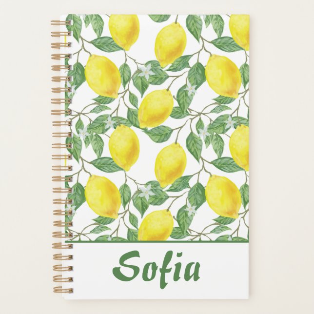 Agenda Planeador de nombres verde limón de patrón amarill (Anverso)