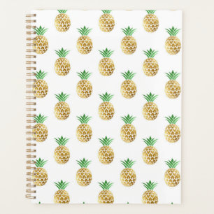 Agenda Planeador de papel tropical de oro de piña