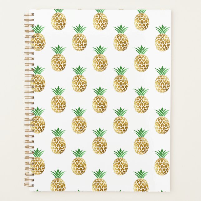 Agenda Planeador de papel tropical de oro de piña (Anverso)