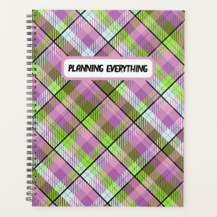 Agenda Planeador de plaid verde púrpura