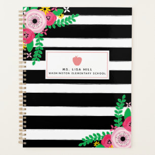 Agenda Planeador de profesores de Apple con franjas flora