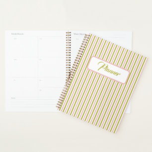 Agenda Planeador de rayas rosas y verdes