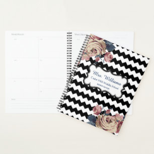 Agenda Planeador docente personalizado de Cute Floral Che