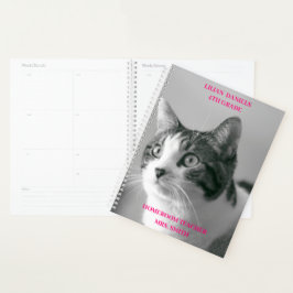 Agenda Planeador felino simple de gatos negros y blancos