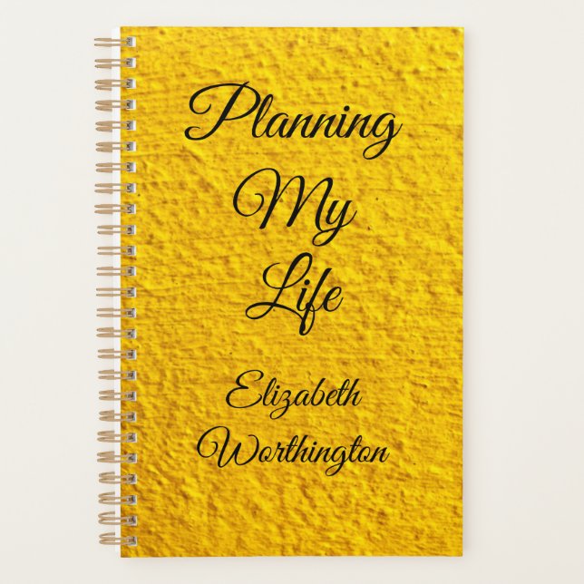 Agenda Planear mi vida Personalizable con textura amarill (Anverso)