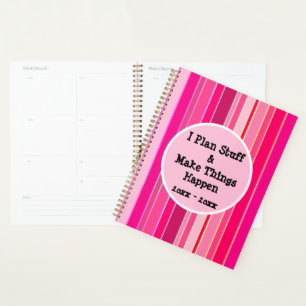 Agenda Planeo cosas y hago que sucedan cosas, rayado rosa