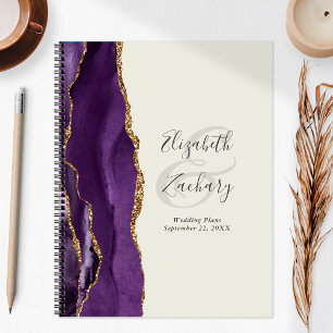 Agenda Planes Agate Geode Purple Gold Boda de marfil