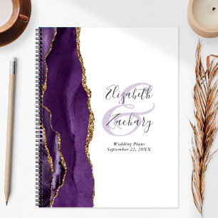 Agenda Planes de Boda de Ágata Geoda Púrpura Dorado