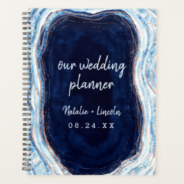 Agenda Planes de Boda de Agate Geode Oro de Rosa Azul Sap