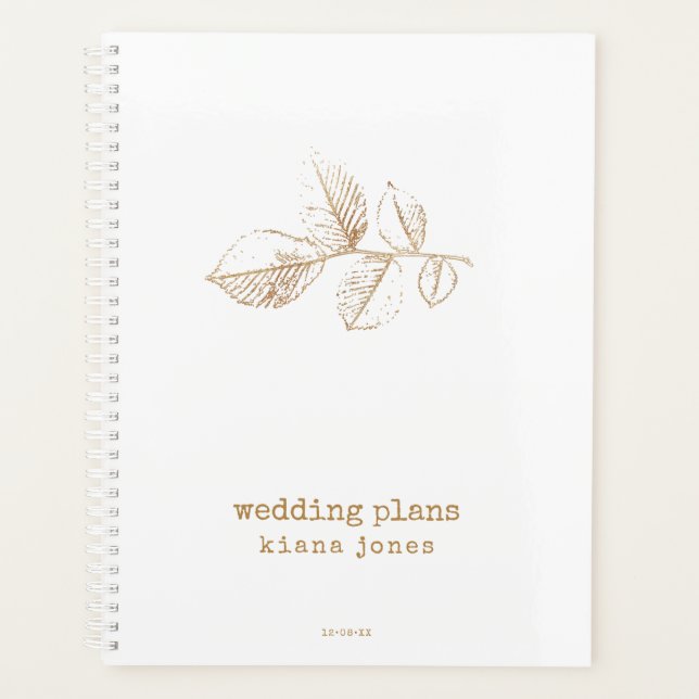 Agenda Planes de Boda de hoja de oro ID655 (Anverso)